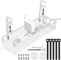 Under Desk Cable Management Tray, Cable Management Under Desk No Drill, Wire Management Tray with Clamp, Cord Organizer for Home Office, White