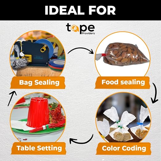 WOD Clear Produce Poly Bag Sealing Tape, 1/2 inch x 180 yds. for Packaging and Sealing of Meat, Gifts, or Ice Bags BSTC24PVC