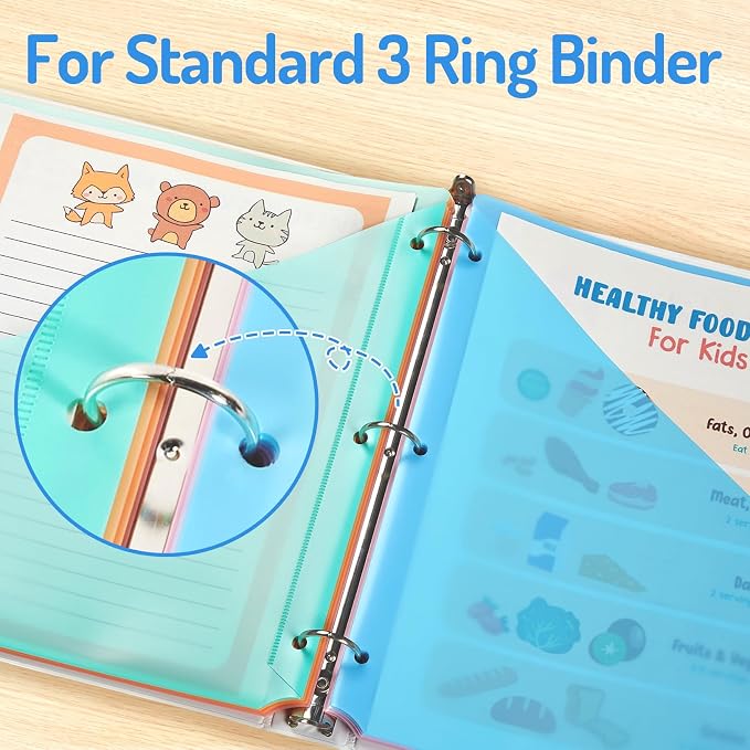 Forvencer 48 Count Binder Dividers with Two Pockets, 8 tab Dividers for 3 Ring Binders Organizer, Binder Divider with Tabs for School Office and Home Organization, Multicolor, 6 Sets
