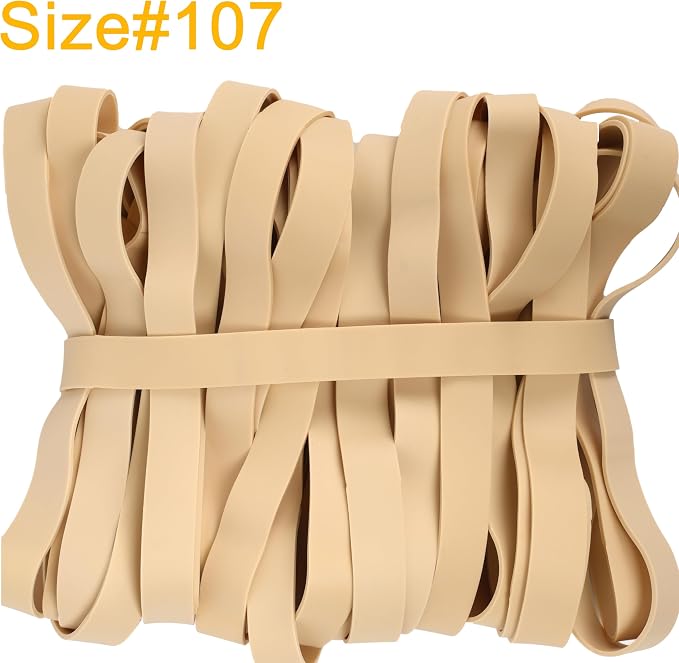 AIWOQI Rubber Bands Size 107 Heavy Duty Big Wide Rubber Band 30PCS #107 | Elastic Bands for Office Supply Trash Can File Folders Litter Box Rubber Bands (Light brown)