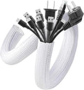AGPTEK Cable Sleeve, 10ft - 1.5 inch Cable Management Desk Cord Cover Organizer Wire Hider for Home Office Computer TV Wire Loom Tubing Pet Proof Cord Protector from Cat Dog Chewing, White