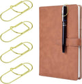 Wisdompro 12 Pack Paper Clip Pen Holder for Notebook, Journal, Gold | Stainless Steel, Large Paperclip Pencil Holder for Travelers Planner, Book, Binder, Clipboard, Bible, Fits Most Pen Sizes