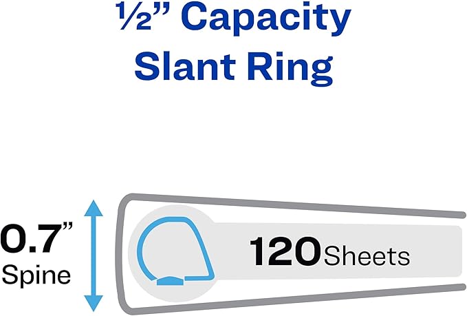 Avery Durable View 3 Ring Binders for Home, School Supplies, Office, or Organization Needs, 0.5" Slant Ring, 4 Pack White Binders (03362)