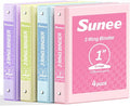 SUNEE 3 Ring Binder 1 Inch 4 Pack, Clear View 1" Binders Three Ring PVC-Free (Fit 8.5x11 Inches) for School or Office Supplies, Assorted Pastel