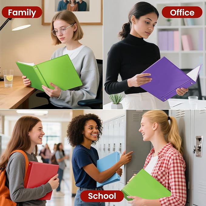 SUNEE 1 Inch Binders 3 Ring 4 Pack, 1" Classic 4-Color Binder Set (8.5x11 Inches) for Office, School or Home Supplies
