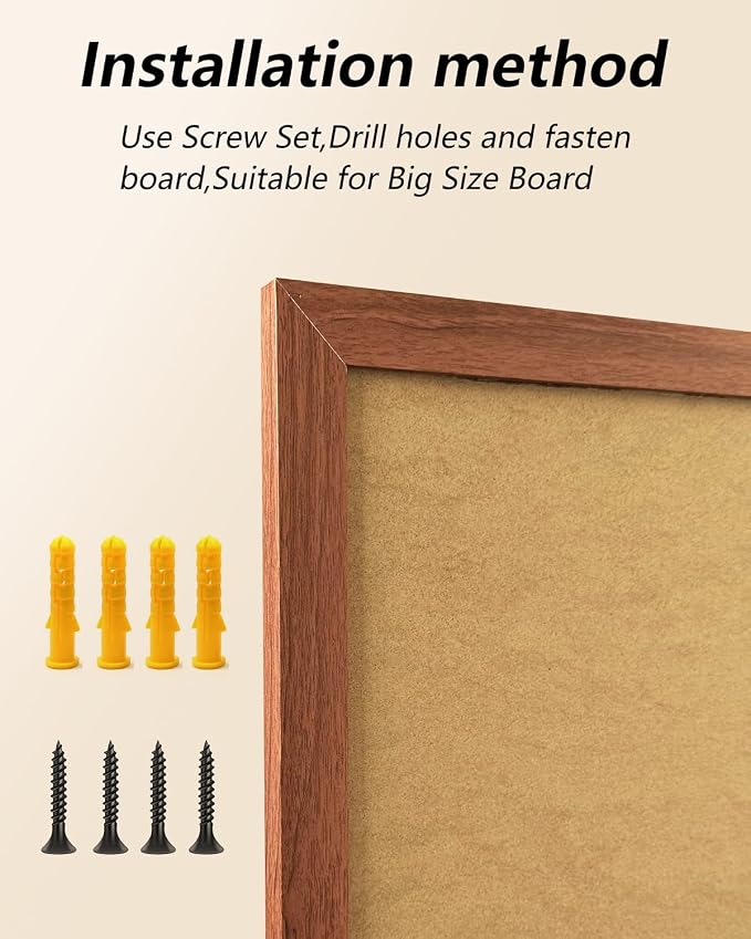 Magnet Board for Wall, 15.7 x 23.6 in (Background Paper not Included) | Wood MDF frame with 4 pairs of hook-and-loop strips for travel magnets and photos.