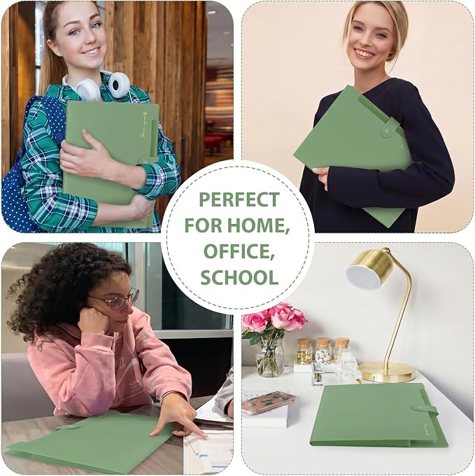 SKYDUE Expanding File Folder, Accordion File Organizer with 8 Pockets, Expandable Document Paper Receipt Holder for School Office Hospital, Letter/A4 Size Olive Green