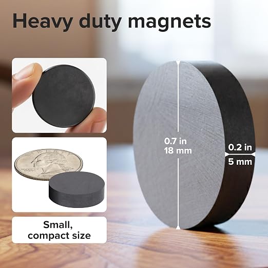 X-Bet Magnet Ceramic Magnets - Round Disc - Flat Circle Magnets Bulk for Crafts, Science & Hobbies - Perfect for Refrigerator, Whiteboard, Fridge