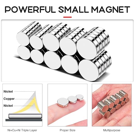 50Pcs Fridge Magnet 3 Sizes Small Magnets, 8x3mm,10x3mm,12x3mm | Different Size Refrigerator Magnet Rare Earth Magnet Strong Neodymium Magnets for Whiteboard Crafts DIY Office