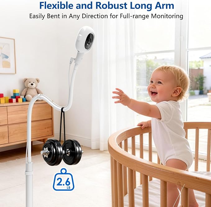 Floor Stand for Nanit Baby Monitor, Baby Camera Stand for Nanit Pro/Plus with Anti-fall Design & Heavy-Duty Base, 37-69" Adjustable Height Flexible Nanit Camera Mount for Crib, No Tools or Wall Damage