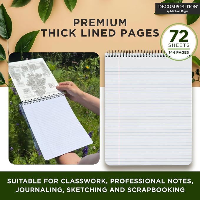 Decomposition Jellyfish Top Bound Spiral Notebook – 7.5 x 9.75 Journal, College Ruled Lined Pages – Left-Handed Friendly Notebooks Ideal for Students, Artists & Office Professionals – Made in USA