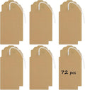 Uniclife 72 Pcs Blank Shipping Tags with Elastic String Attached Kraft Paper Hang Tags with Reinforced Eyelet Large Marking Price Tag Inventory Label Tag, Brown (4.7" L x 2 3/8" W)