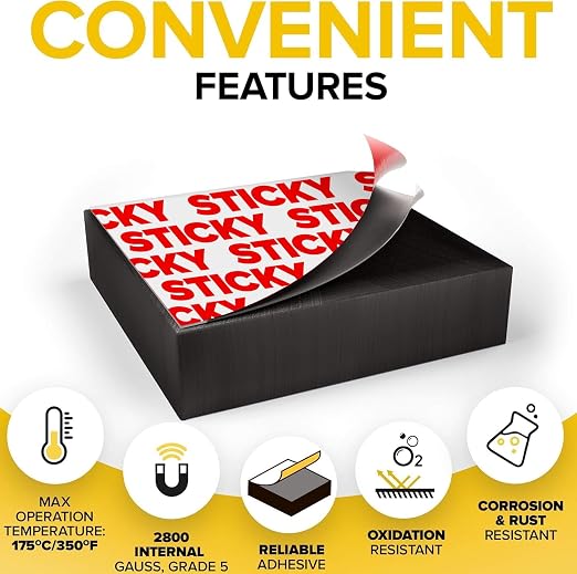Strong Ceramic Square Magnets With Adhesive Backing (0.8x0.2"/20x5mm, 48 pcs) - Heavy Duty Sticky Magnets, Non-Corrosive, Versatile For Home, Office, Workshop, Whiteboard, Fridge And Hobby Use