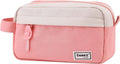 Sooez Big Capacity Pencil Case, Upgraded Canvas Pencil Pouch Large Pencil Bag Organizer, Separate Compartments Easy Grip Handle, Aesthetic Supply for School Teens Adults, Pink Pen Case