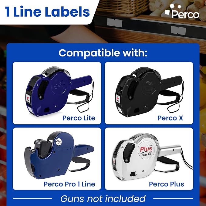 Custom Price and Date Labels - 8,000 Price Marking Labels for Perco Lite, X, Plus and Perco Pro 1 Line Guns - Choose Color, Font and Imprint - 8 Rolls, 1 Sleeve - Made in USA