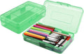 Pencil Box, Large Capacity Clear Pencil Case, 1 Pack Hard Pencil Case, Clear Crayon Box with Snap-tight Lid Stackable Design, Plastic Storage Box for Office Supplies, Green