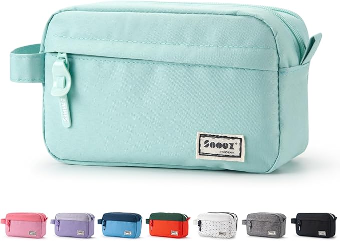 Sooez Original High Capacity Pencil Case, Big Pencil Bag Pouch Box Organizer Pen Case, Aesthetic Supply for Girls Adults, Portable Journaling Supplies with Easy Grip Handle & Loop, Mint Green
