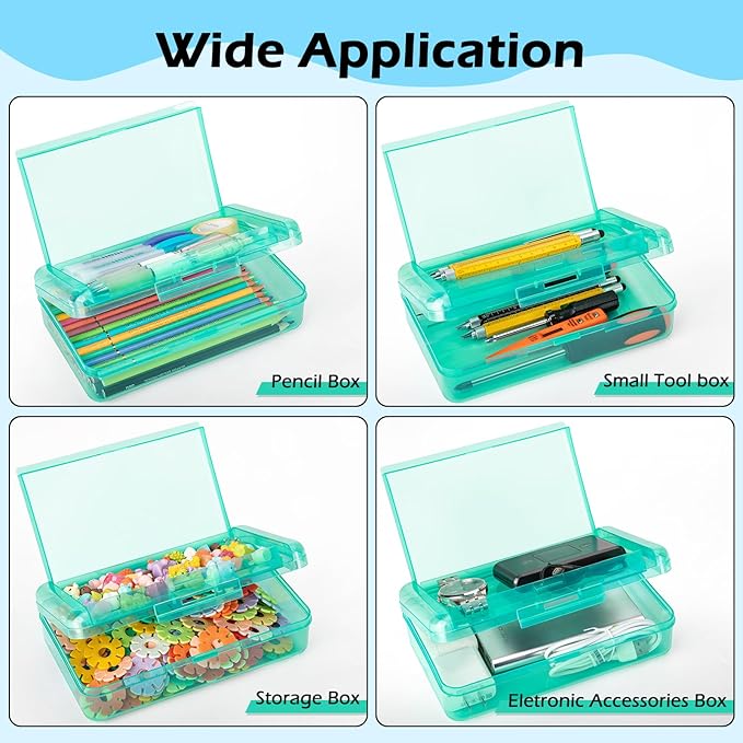 Double Layer Clear Hard Pencil Cases ,Plastic Personalized Pencil Box with Snap-Tight Lid for Pen, Pencils, School Office Supplies Marker Crayon Organizer Storage Box,Standard Size (Dark Gray)