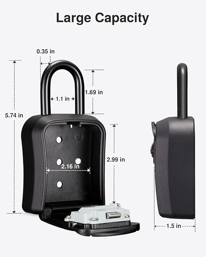 Puroma Key Lock Box, Portable Combination Lockbox Wall-Mounted Storage for House Keys, Resettable Code Safe Security Lock Box for Home, Office, Apartment Spare Key Storage (4 Pack, Pure Black)