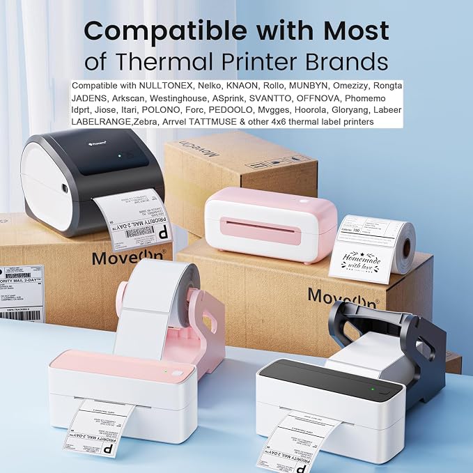 Phomemo 3"x2" Thermal Labels Roll - 1240 PCS Label Stickers for Small Business Supplies - Commercial Grade Logo Stickers for Business Customized - Waterproof Shipping Labels for Thermal Printer