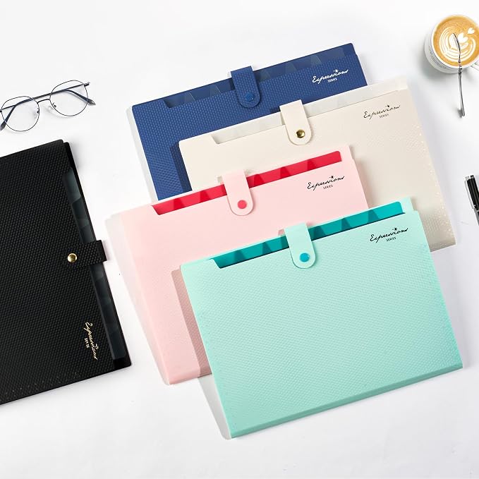 Sooez Accordion File Organizer, Letter Size Expanding File Folder with Labels, 8 Pocket Folders for Document, Portable Paper Bill Receipt Organizer for Home School Office Supplies, A4 Size, Sky Blue