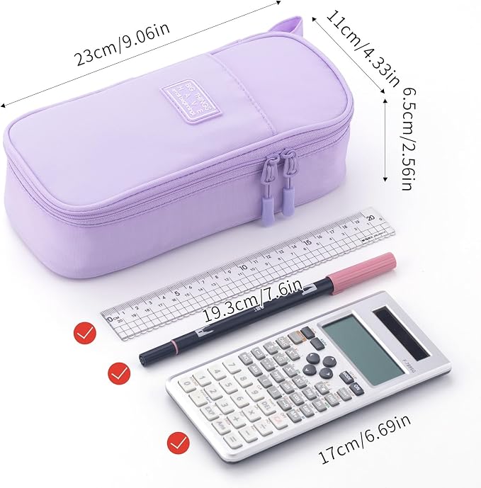 CICIMELON Durable Pen Pencil Case Big Storage Pen Pouch Bag for School Supplies Office College Teen Girls Adults, Purple