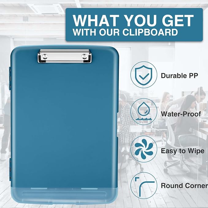 Sooez Clipboards with Storage, High Capacity Clip Boards 8.5x11 with Storage, Heavy Duty Nursing Clipboard Folder, Plastic Clipboard with Pen Holder for Women Teachers Work, School & Office Supplies
