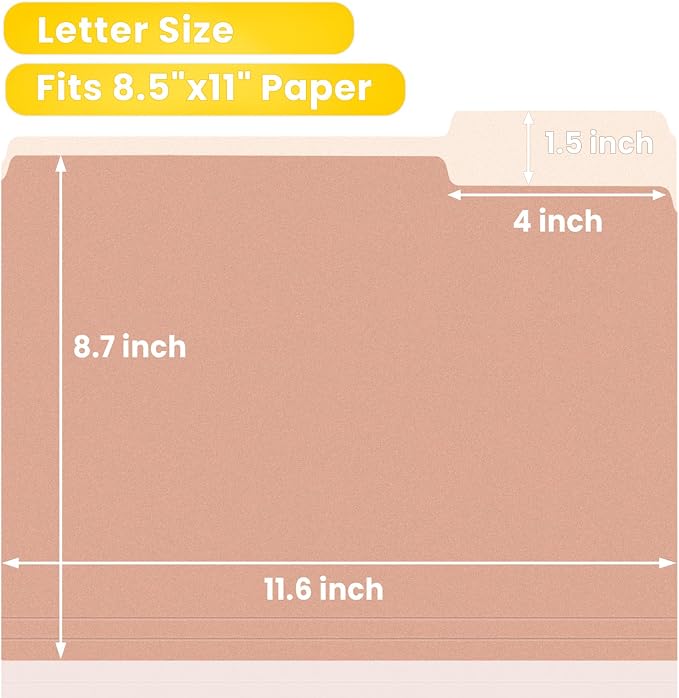 SUNEE File Folders, 30 Pack Manilla Folders 8.5 x 11, Colored File Folders Home Office School Supplies for Documents Files Paper,6 Pastel Colors