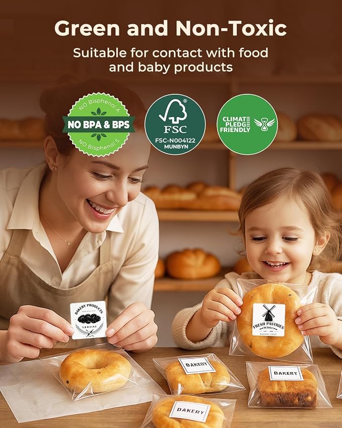 MUNBYN 2x2 Thermal Labels, 3000 Sheets/4 Roll，White | Strong Adhesive & Perforated, Non BPA&BPS for Small Business, Barcode, Bakery, Shipping
