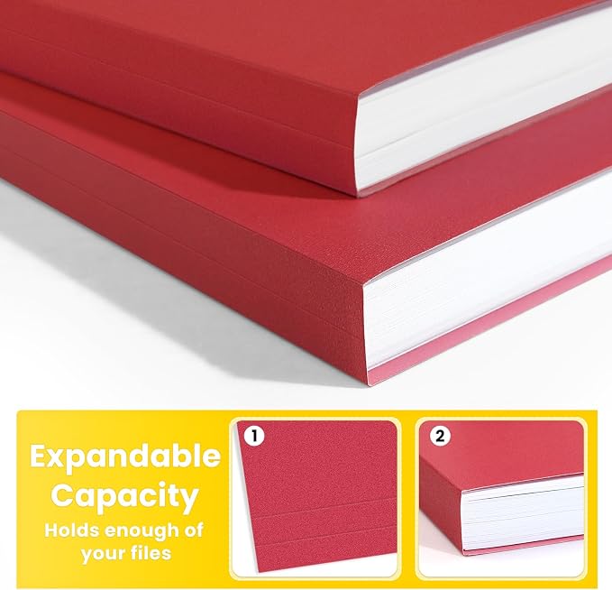 SUNEE File Folders, 36 Pack Manilla Folders 8.5 x 11, Colored File Folders Home Office School Supplies for Documents Files Paper, Red Colors