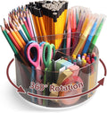 Absonic 250pcs Acrylic Pencil Holder Marker Organizer, 360-Degree Rotating Pen Holder, Crayon Organizers for Kids Pencil Organizer Caddy Art Supply Kids Desk Organizers for Office Home School, Black
