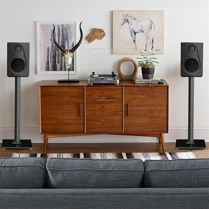 PERLESMITH Universal Floor Speaker Stands for Surround Sound up to 22LB, 27.56 Inch Bookshelf Speaker Stand for Klipsch, Polk, Yamaha & Other Large Satellite, Bookshelf Speakers, Studio Monitors,2P