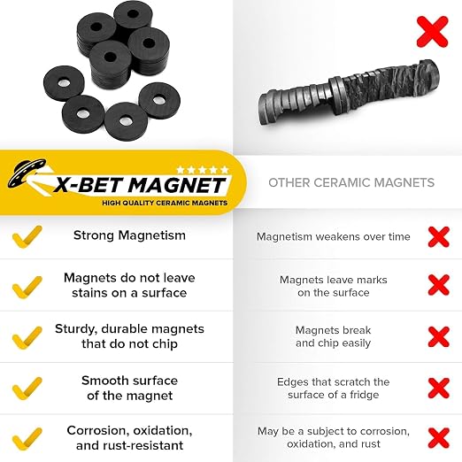 Heavy Duty Ring Magnets - Ultra Strong (1.2x0.18/30x4.5mm, 80 pcs) Magnets with Holes for DIY & Crafts - Space Organization Set for Home, Workshop, Refrigerator, Whiteboard, Office, Classroom