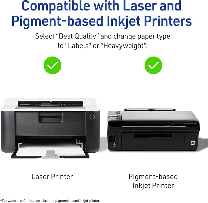 Avery Printable Sticker Paper, 8.5" x 11", Glossy Clear, Permanent Adhesive, Laser/Inkjet Compatible, 7 Full-Size Label Sheets, Great for Product Branding, Cute Stickers, Custom Signs, and More (4397)