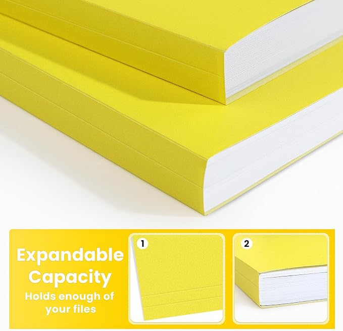 SUNEE File Folders, 36 Pack Manilla Folders 8.5 x 11, Colored File Folders Home Office School Supplies for Documents Files Paper, Yellow Colors