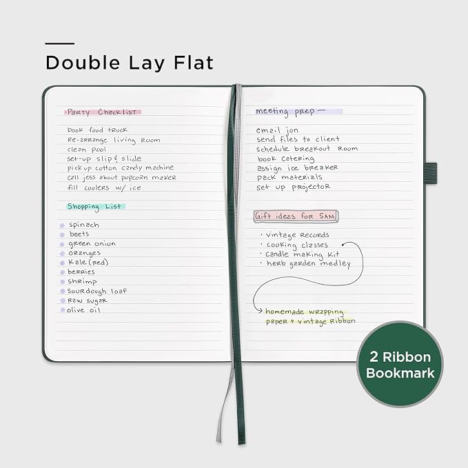 &And Per Se 10-Pack Lined Notebooks, A5 Hardcover, 160 Pages 100gsm Thick Paper, Office Supply Bulk Order, Corporate New Hire Kits, Breakroom Essentials – College Ruled, 10 Units (Green)