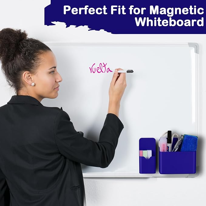 KITANIS Magnetic Pen Holder,2 Pack Magnetic Dry Erase Marker Holder with Generous Compartments,Strong Magnet Storage Marker Pen Pencil Organizer for Refrigerator,Whiteboard,Locker Accessories
