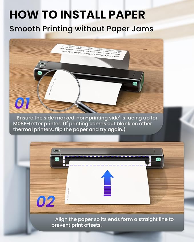 Phomemo Thermal Printer Paper 8.5" x 11" Compatible with M08F-Letter, A285M, M832, M832D, M834 Inkless Portable Printer, Advanced Thermal Printing, Thermal Paper 8.5" x 11", 200 Sheets