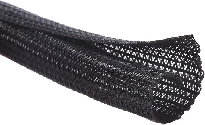 Alex Tech 25ft - 1/4 inch Cord Protector Wire Loom Tubing Cable Sleeve Split Sleeving for USB Cable Power Cord Audio Video Cable – Protect Cat from Chewing Cords - Black