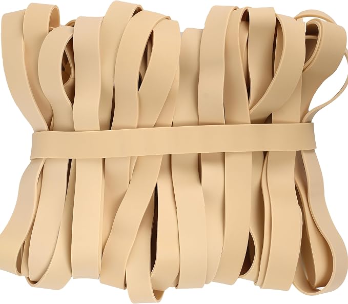 AIWOQI Rubber Bands Size 107 Heavy Duty Big Wide Rubber Band 30PCS #107 | Elastic Bands for Office Supply Trash Can File Folders Litter Box Rubber Bands (Light brown)