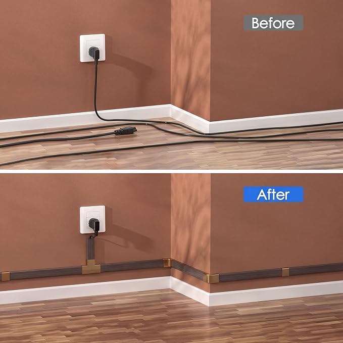 Yecaye TV Cord Hider, 125in Cord Cover, Large Cable Hider, Wire Covers for 4 Cords, Cable Raceway Wire Hider, Wire Hiders for TV on Wall, Cable Cover Cord Concealer, W1.18in H0.6in, Cherry