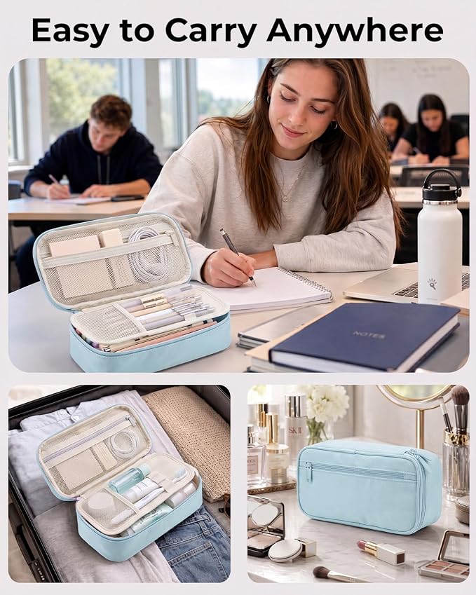 WEMATE Pencil Case, Large Storage Organizer, Makeup Bag, Teacher Must - have, Big Pencil Pouch, Marker Case for College