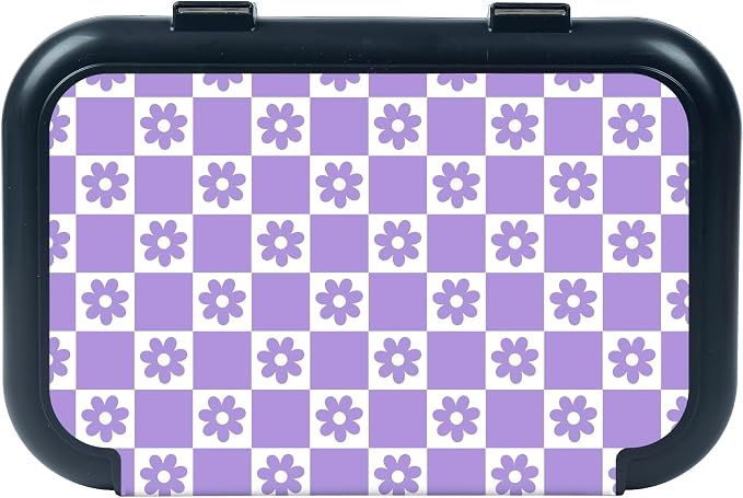 ZIPIT Recycled Plastic Pencil Box for Girls, Large Capacity Pencil Case for School, Durable Stationery Organizer Box, Purple Checkers