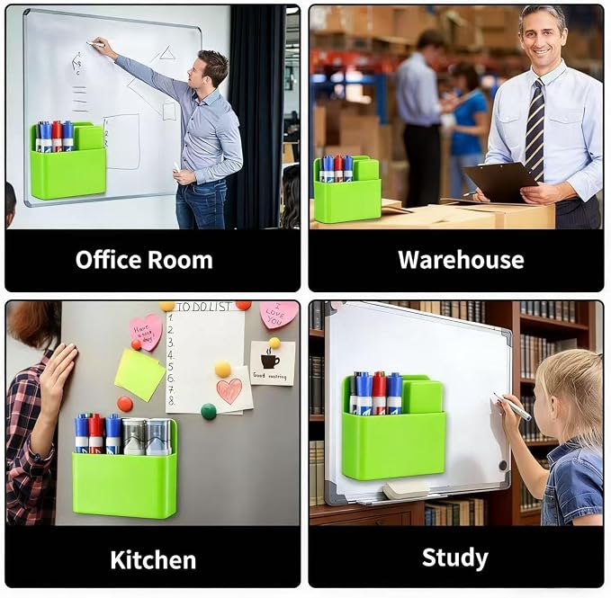 Camelmother 2Pcs Magnetic Dry Erase Marker Holder For Whiteboard Fridge | 2Slots Locker Accessories Teacher Classroom Must Haves Fridge magnets
