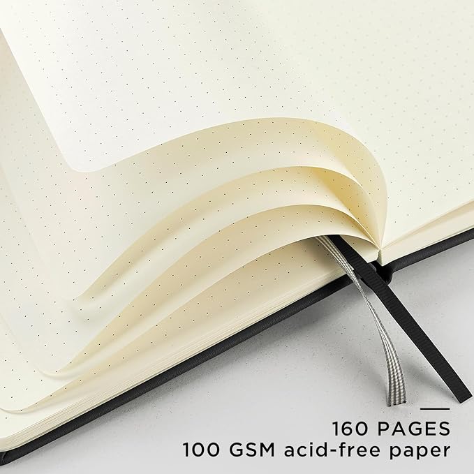 &And Per Se 10-Pack Dotted Notebooks, A5 Hardcover Dotted Journal Set, 160 Pages, 100gsm Paper, Office Supply Bulk Order, Corporate Workshop Materials – 3 Sticker Sheets Each (Black)