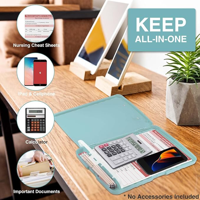 Sooez Clip Boards 8.5x11 with Storage, High Capacity Storage Clipboard, Nursing Clipboard Folder with Pen Holder, Heavy Duty Plastic Clipboard with Low Profile Clip, Clipboard Binder for Teacher, Work