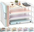gianotter 4-Tier Paper Organizer With Magazine Holder, Desk Organizers and Accessories, Desk Accessories & Workspace Organizers, File Organizer for Office Supplies Storag (White, 4-Tier)