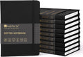 &And Per Se 10-Pack Dotted Notebooks, A5 Hardcover Dotted Journal Set, 160 Pages, 100gsm Paper, Office Supply Bulk Order, Corporate Workshop Materials – 3 Sticker Sheets Each (Black)