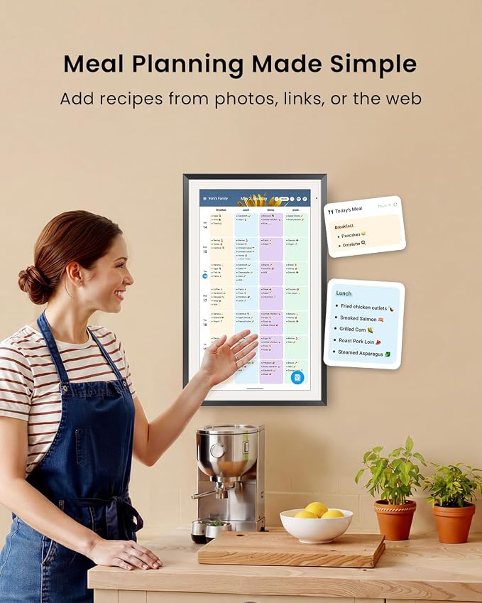Apolosign 15.6-inch Digital Family Calendar, No Subscription Fee, Smart Wall Planner with Calendar Sync, Chore Chart & Touchscreen Display for Busy Families, Dual Mode, with Stand(Black)