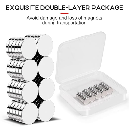 50 Pcs Refrigerator Magnets, 10x3mm Tiny Round Disc Magnets | Small Whiteboard Magnets for Crafts, DIY, Office, Dry Erase Board, 3D Printing